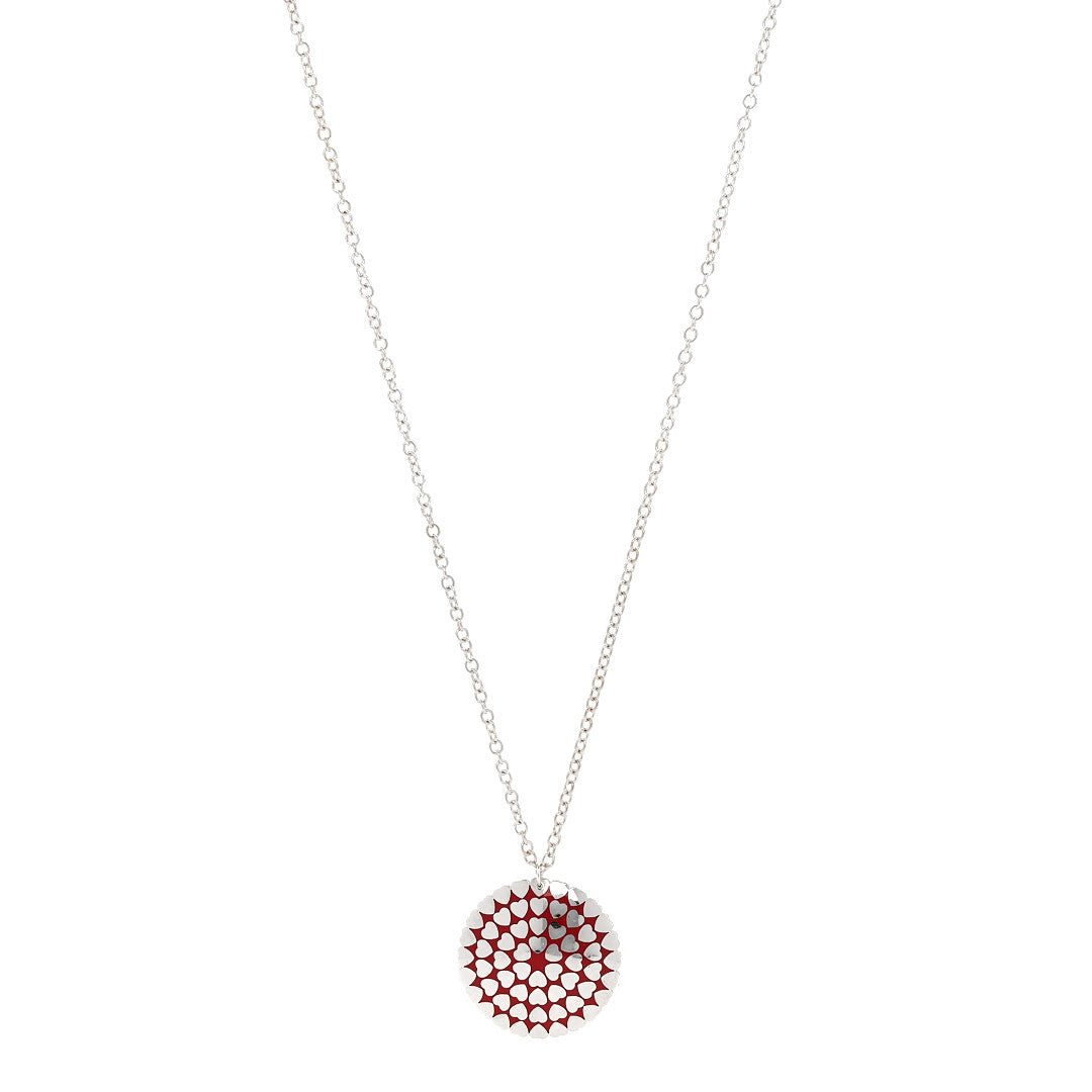 Sterling Silver Enamel Paloma Picasso Large Crown of Hearts Pendant Necklace Red