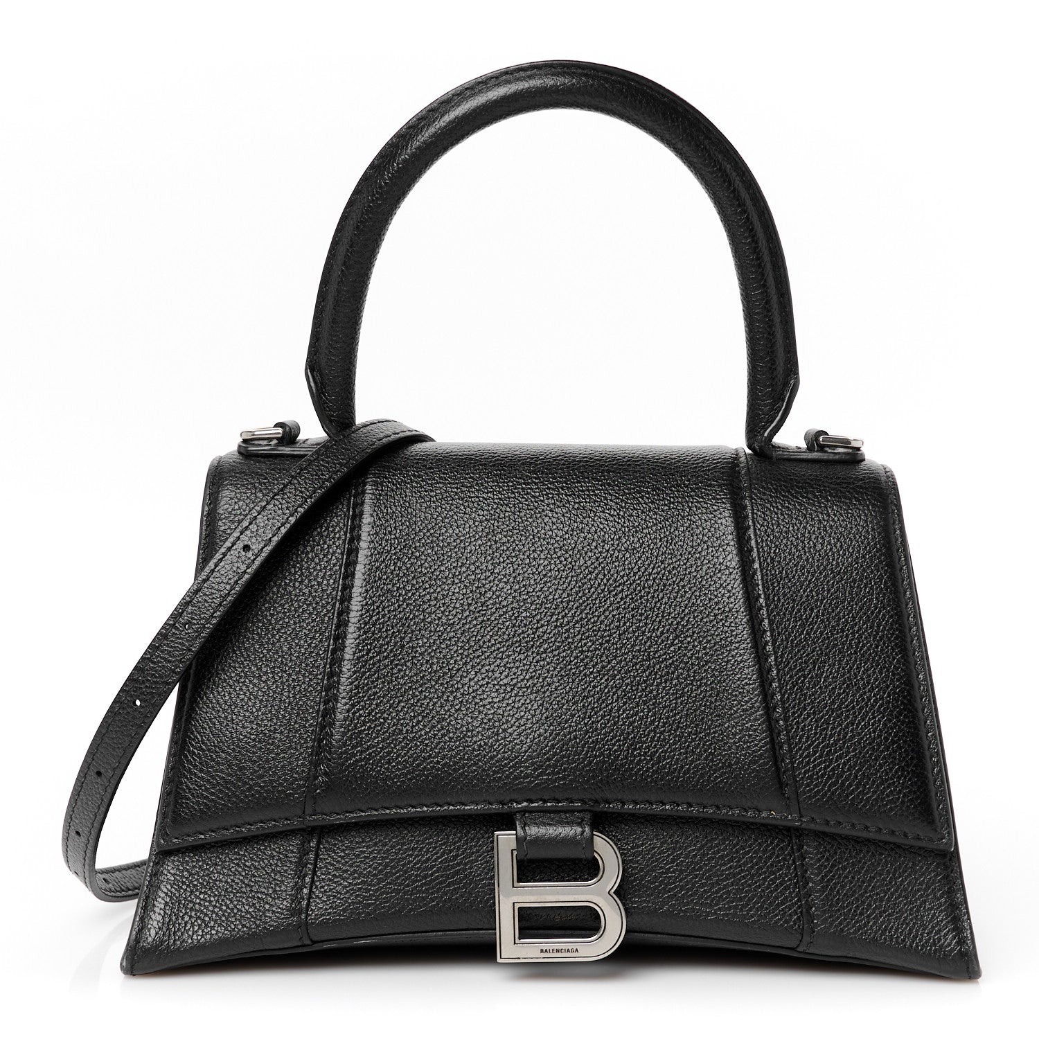 Balenciaga Grained Calfskin Small Hourglass Top Handle Bag Black 1 of 10