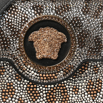 Versace Satin Crystal Studded Leopard Mini La Medusa Bag Black 6 of 9