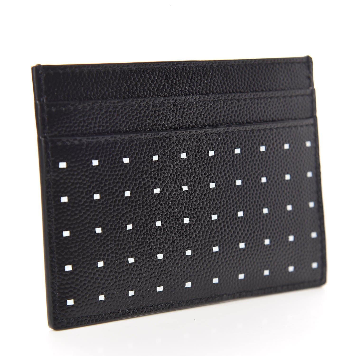 Saint Laurent Grain De Poudre Geo Print Monogram Credit Card Case Black White 3 of 8