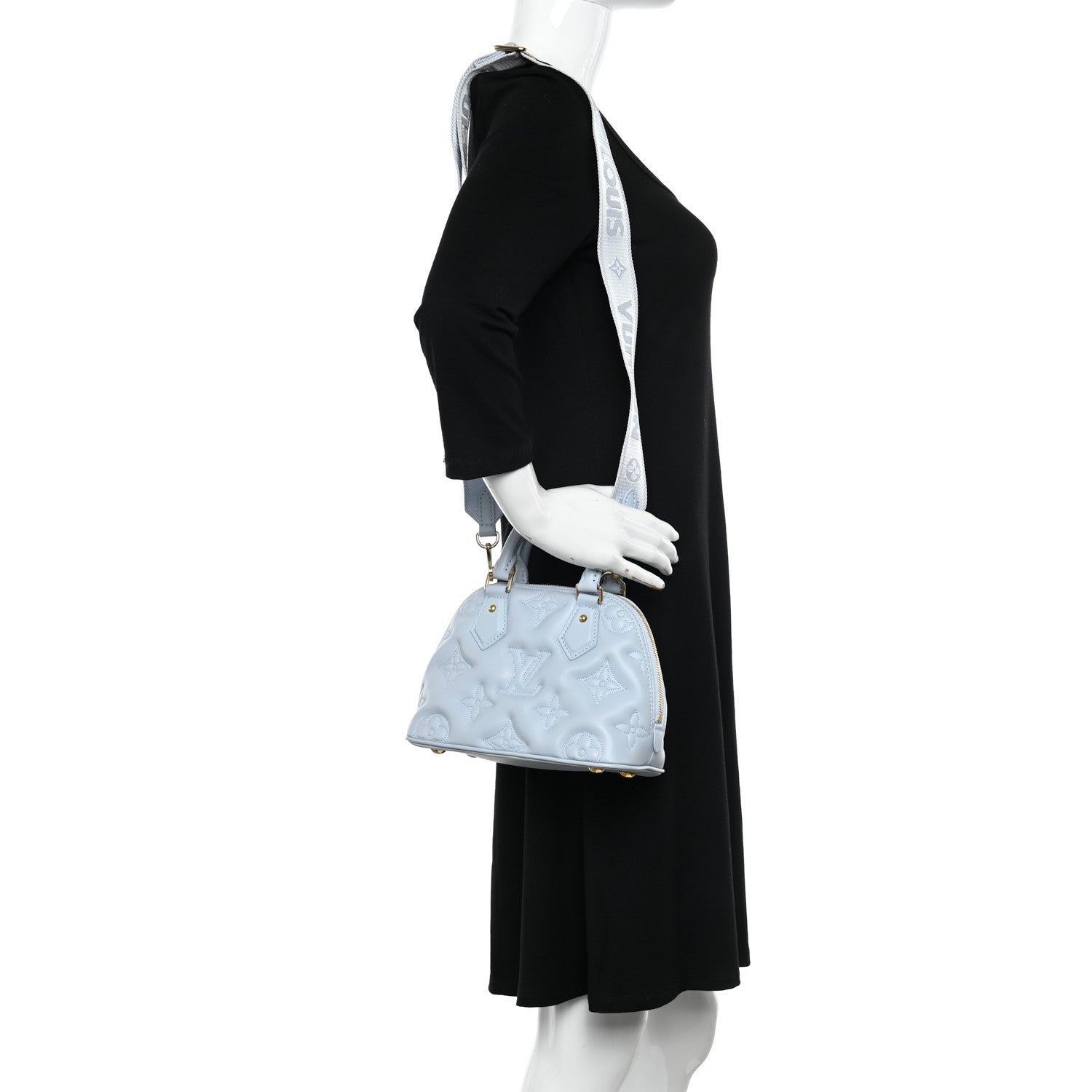 Louis Vuitton Calfskin Bubblegram Alma BB Ice Blue 2 of 10