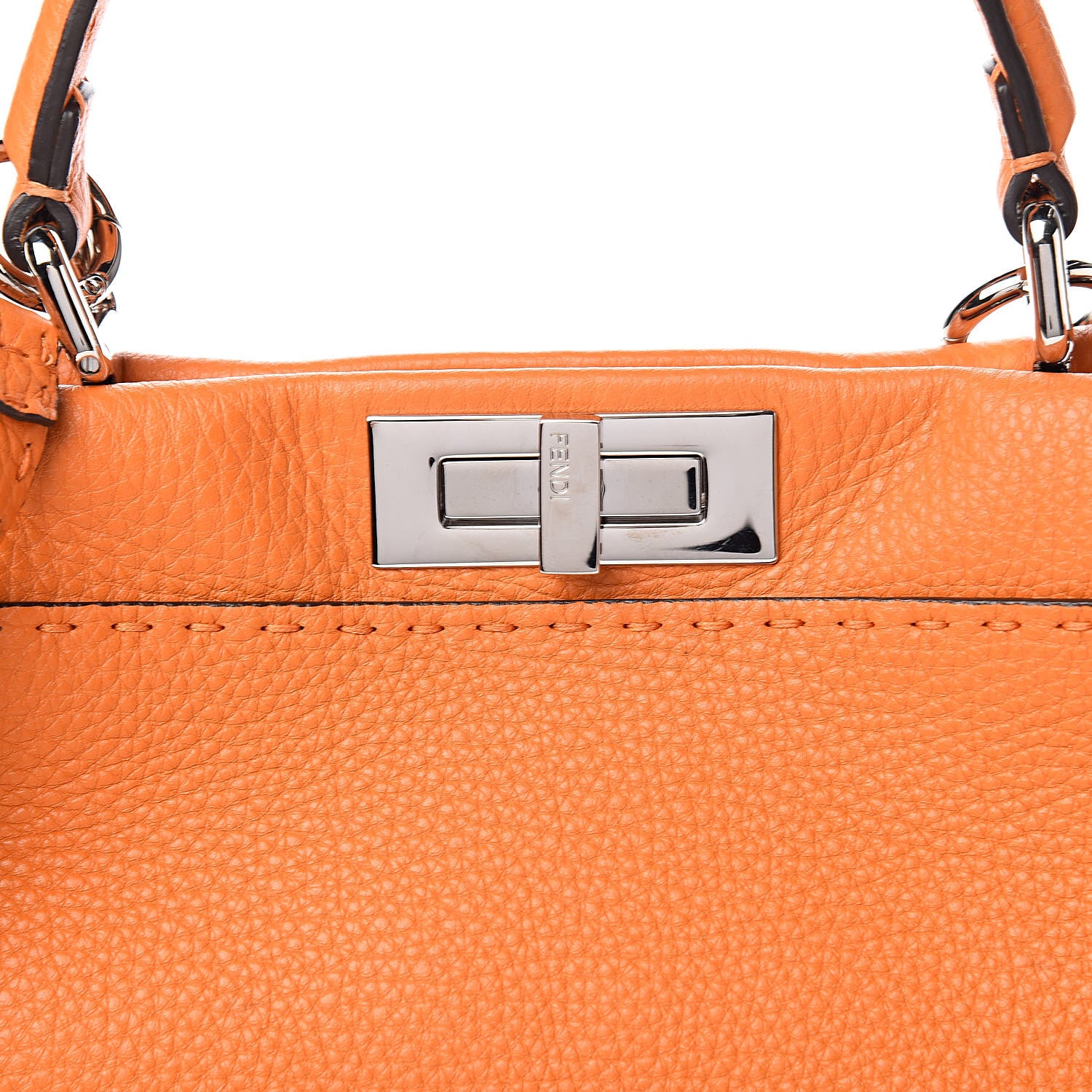 Fendi Cuoio Romano Selleria Bi-Color Medium Peekaboo Iconic Satchel Orange Stone 10 of 10