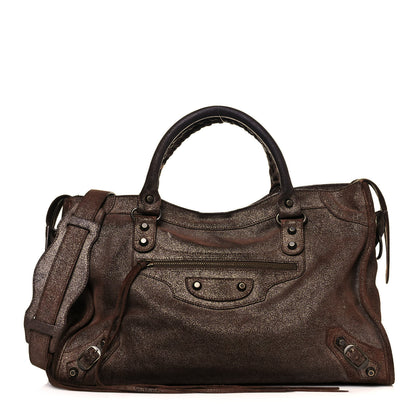 Balenciaga Metallic Craquele Calfskin Classic Hardware City Bronze 1 of 16