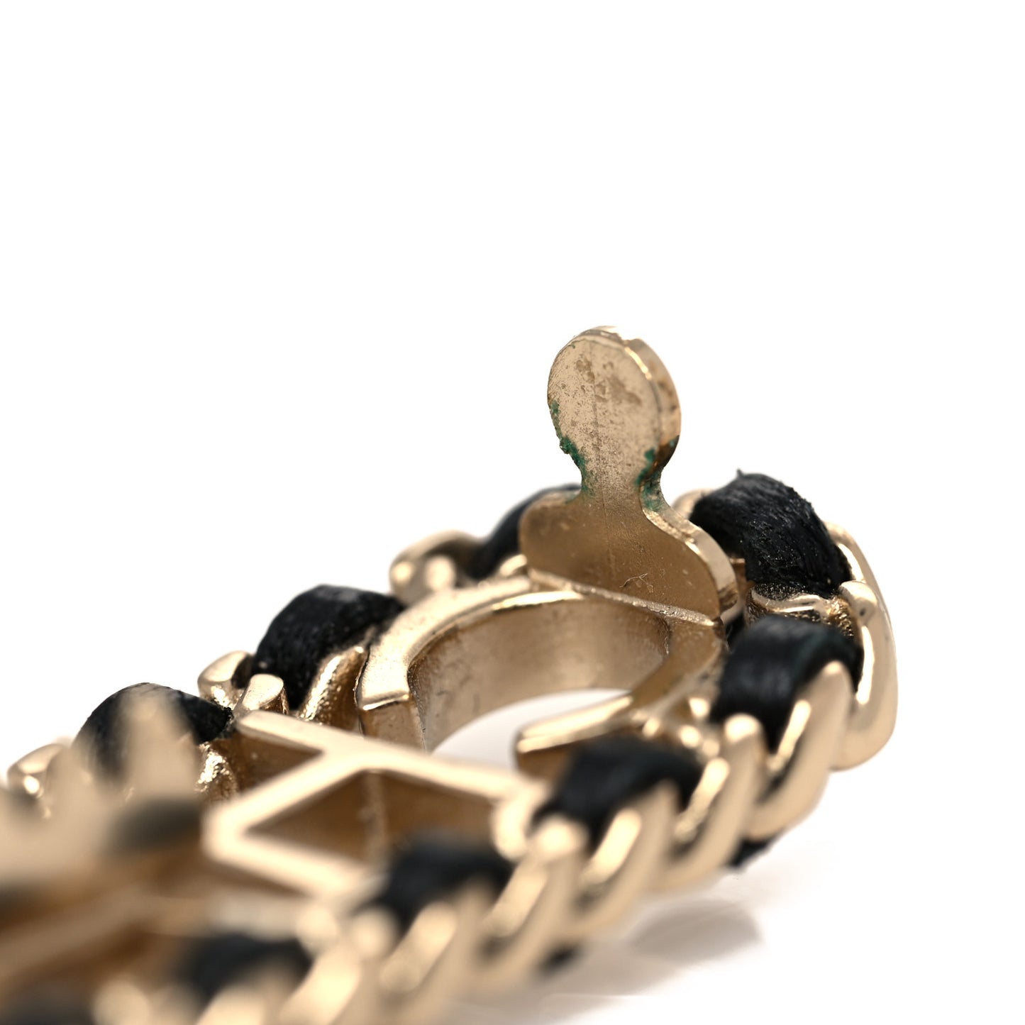 Metal Lambskin Vintage Allure Logo Hair Clip Black Gold