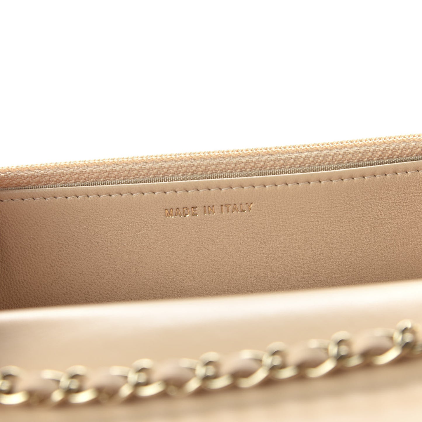 Lambskin Quilted Trendy CC Wallet On Chain WOC Beige