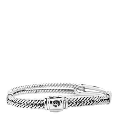 David Yurman Sterling Silver Diamond 7mm Petite Pave Single Loop Labyrinth Bracelet 3 of 4