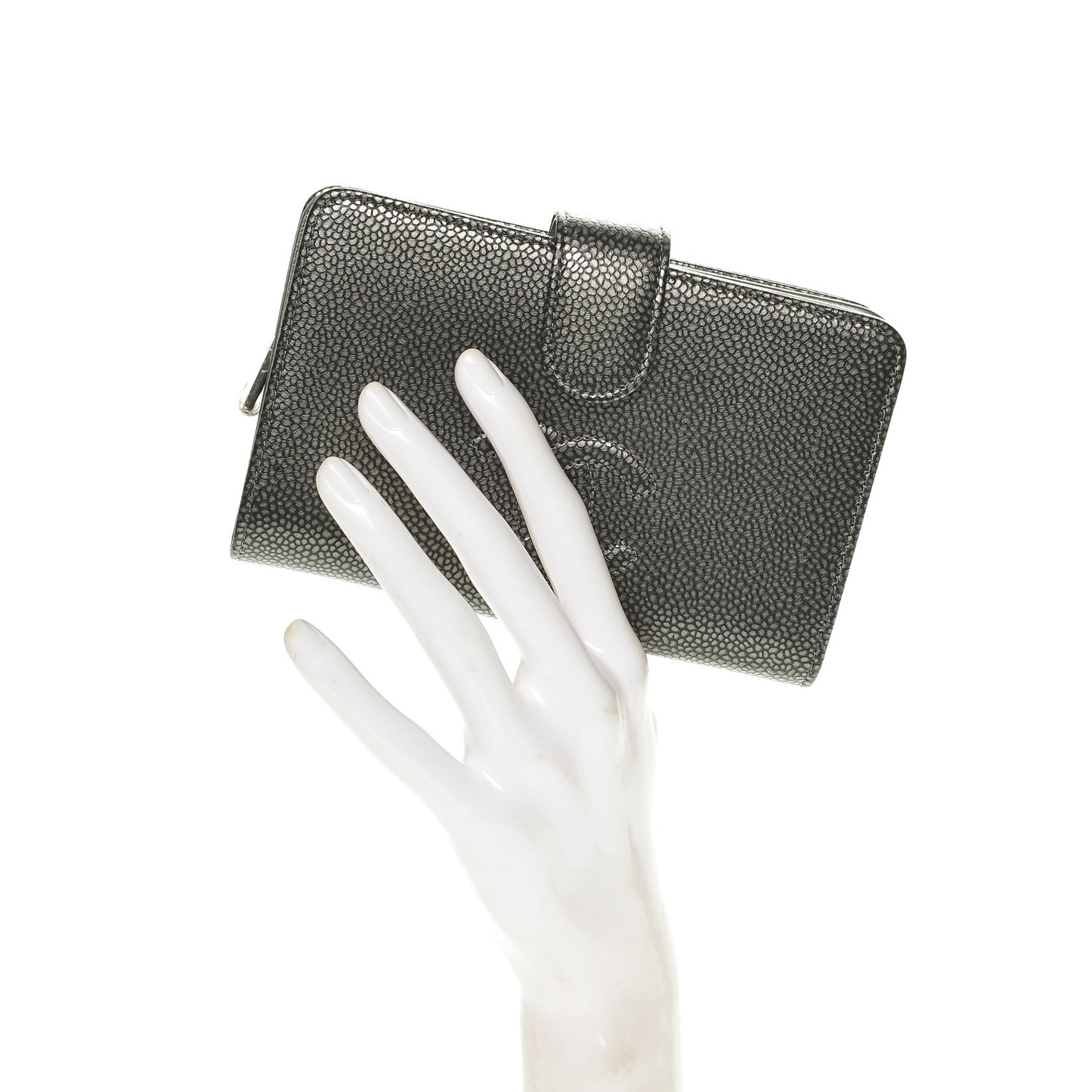 Caviar Timeless CC Zipped Pocket Wallet Silver