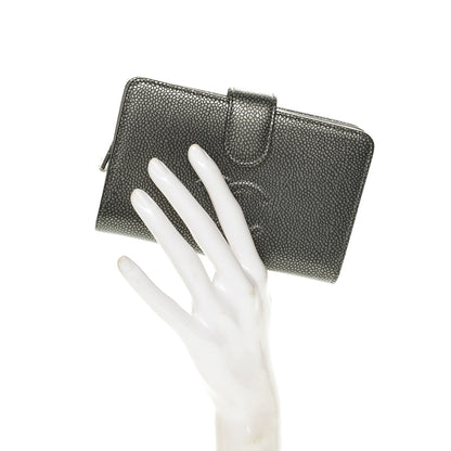 Chanel Caviar Timeless CC Zipped Pocket Wallet Silver 2 of 8