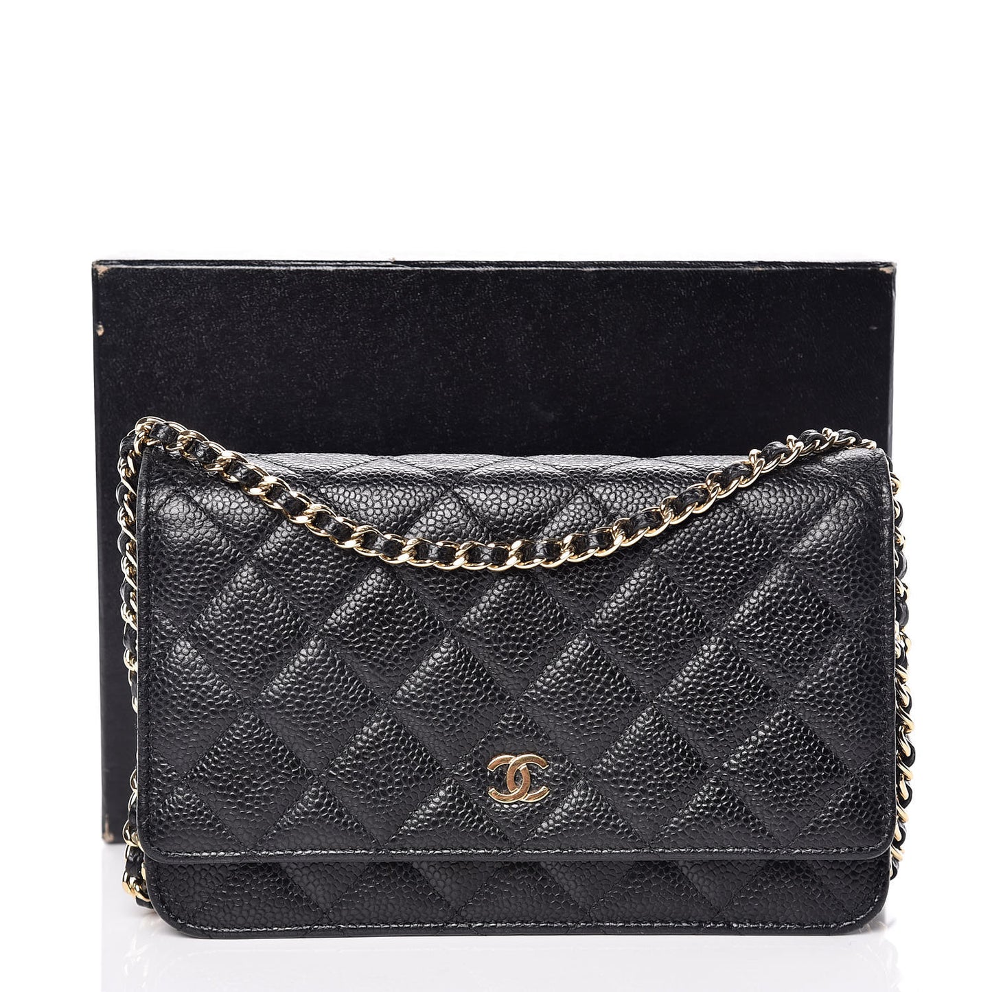 Caviar Quilted Wallet On Chain WOC Black