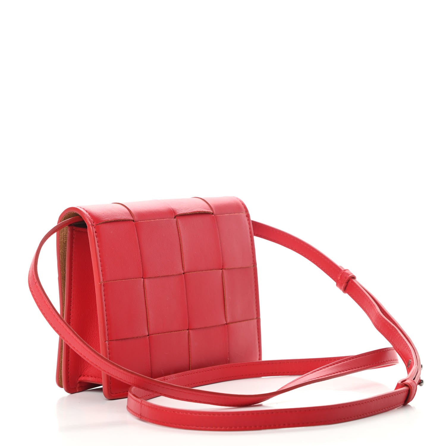 Bottega Veneta Lambskin Maxi Intrecciato Mini Cassette Crossbody Bag Bright Red 3 of 10