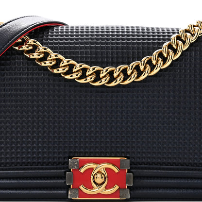 Chanel Lambskin Embossed Medium Boy Cube Flap Navy 8 of 10