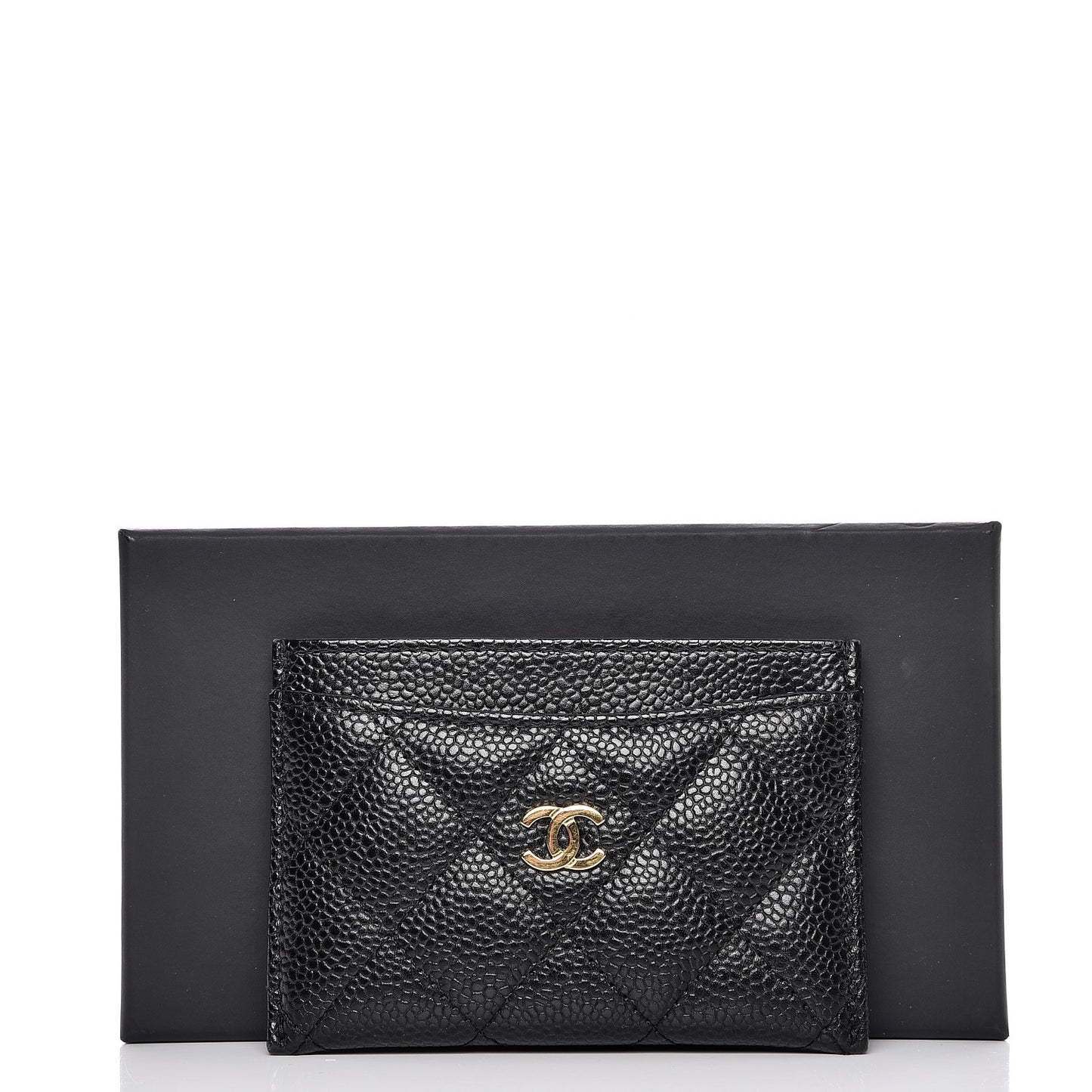 Caviar Quilted Card Holder Black