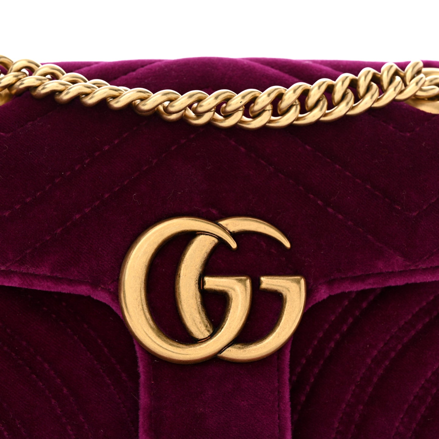 Velvet Matelasse Mini GG Marmont Shoulder Bag Fuchsia Violet Cyclamen