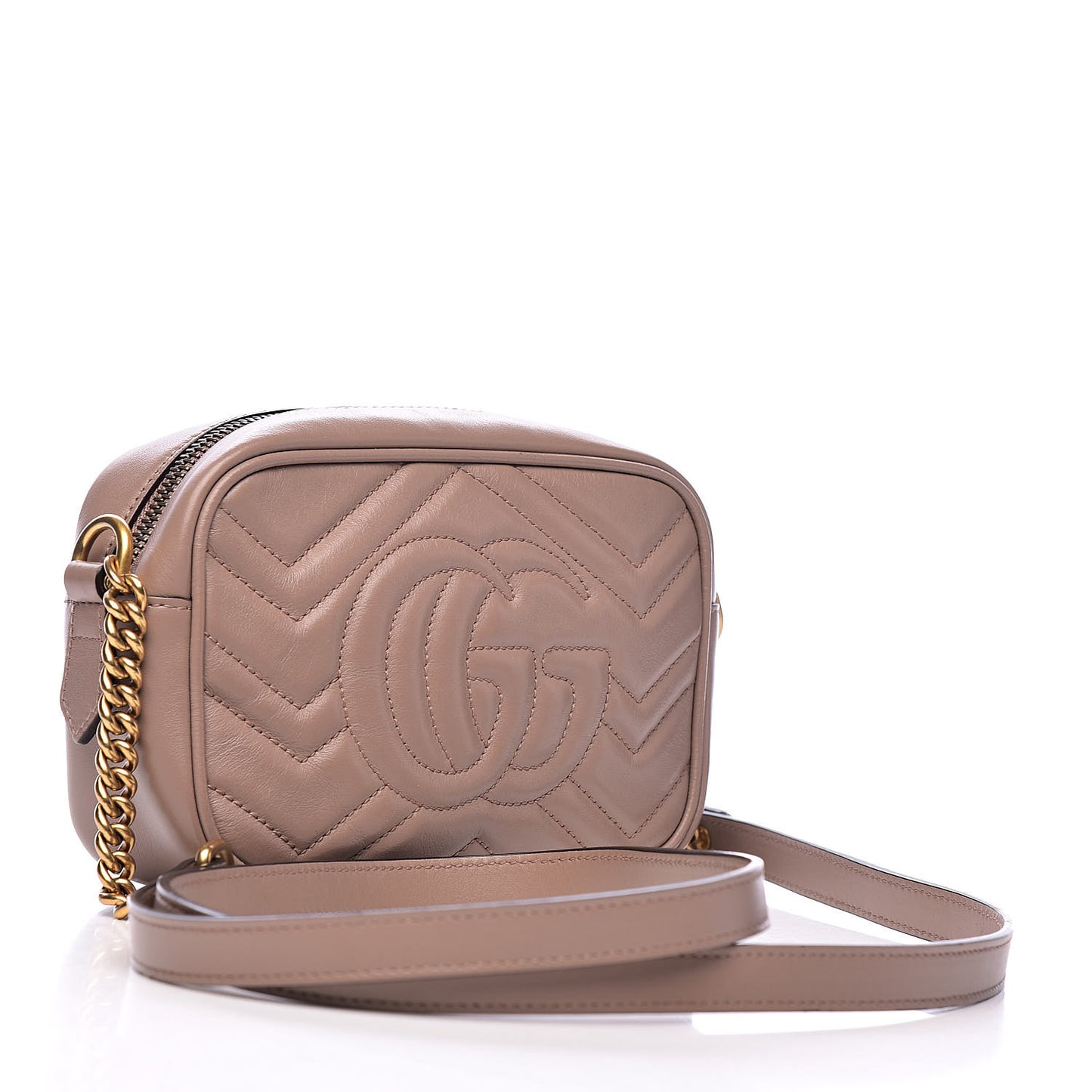 Calfskin Matelasse Mini GG Marmont Chain Shoulder Bag Porcelain Rose