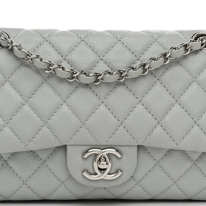 Chanel Washed Caviar Quilted Medium Double Flap Light Blue 8 of 10