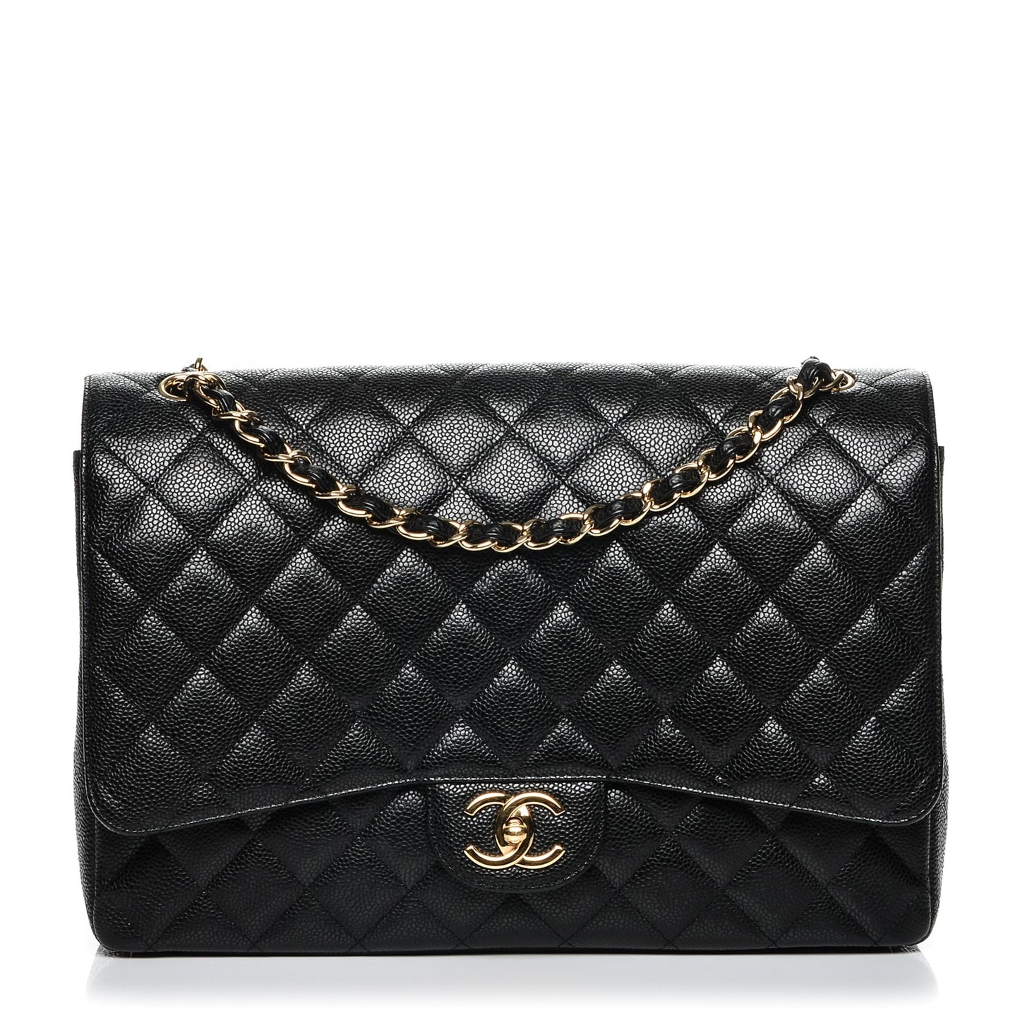 Caviar Quilted Maxi Double Flap Black