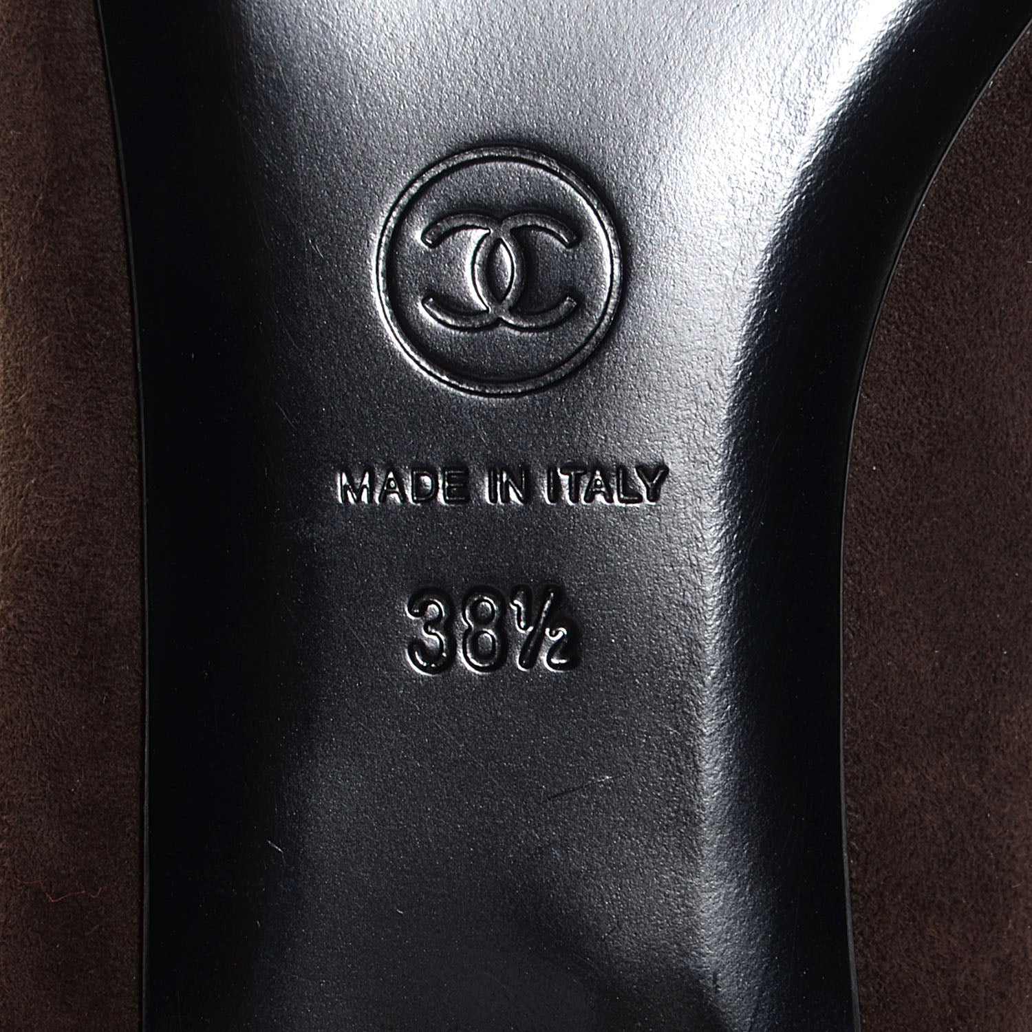 Chanel Suede CC Cap Toe Stitched Flats 38.5 Brown 5 of 6