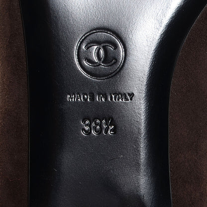Chanel Suede CC Cap Toe Stitched Flats 38.5 Brown 5 of 6