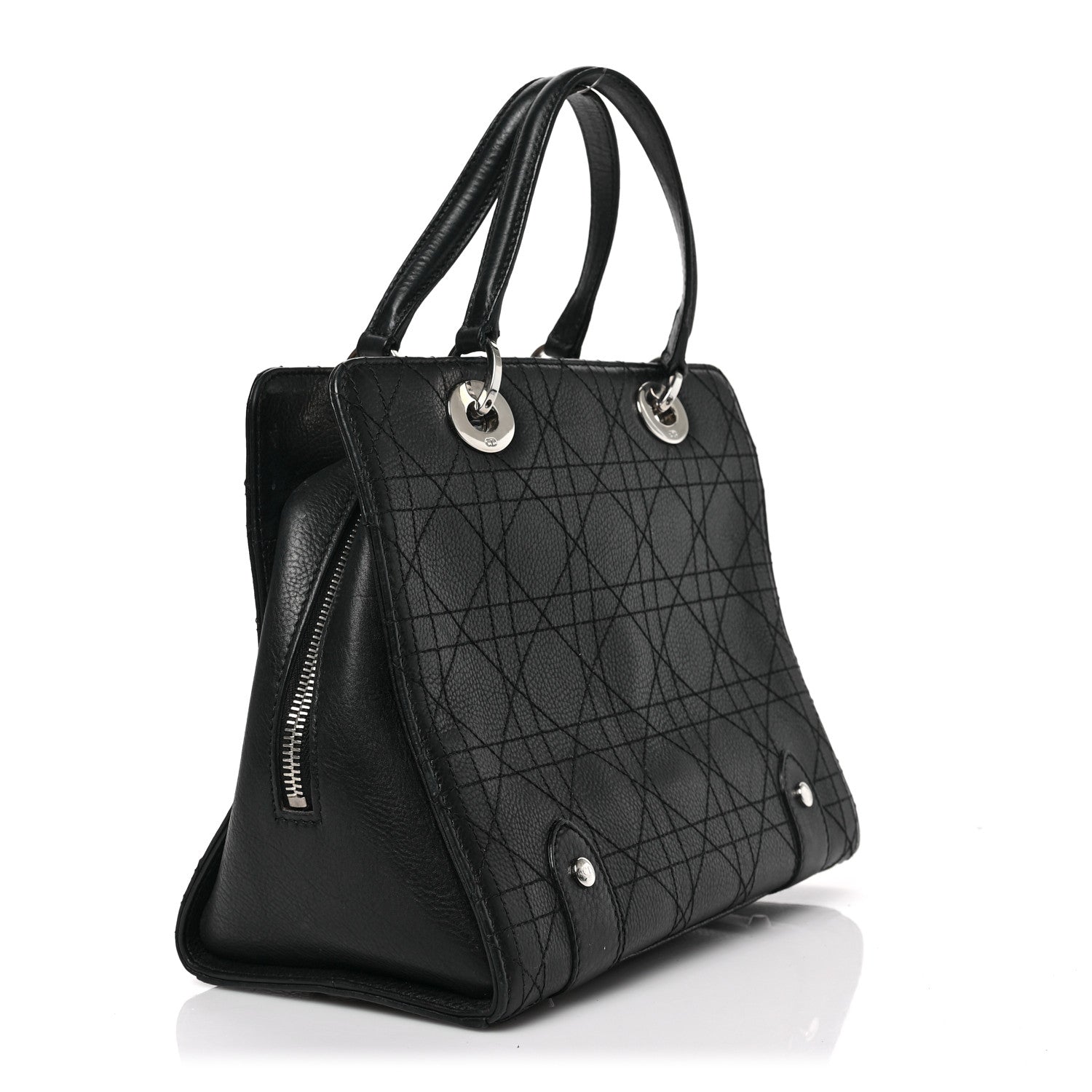 Christian Dior Calfskin Cannage Tote Black 3 of 8