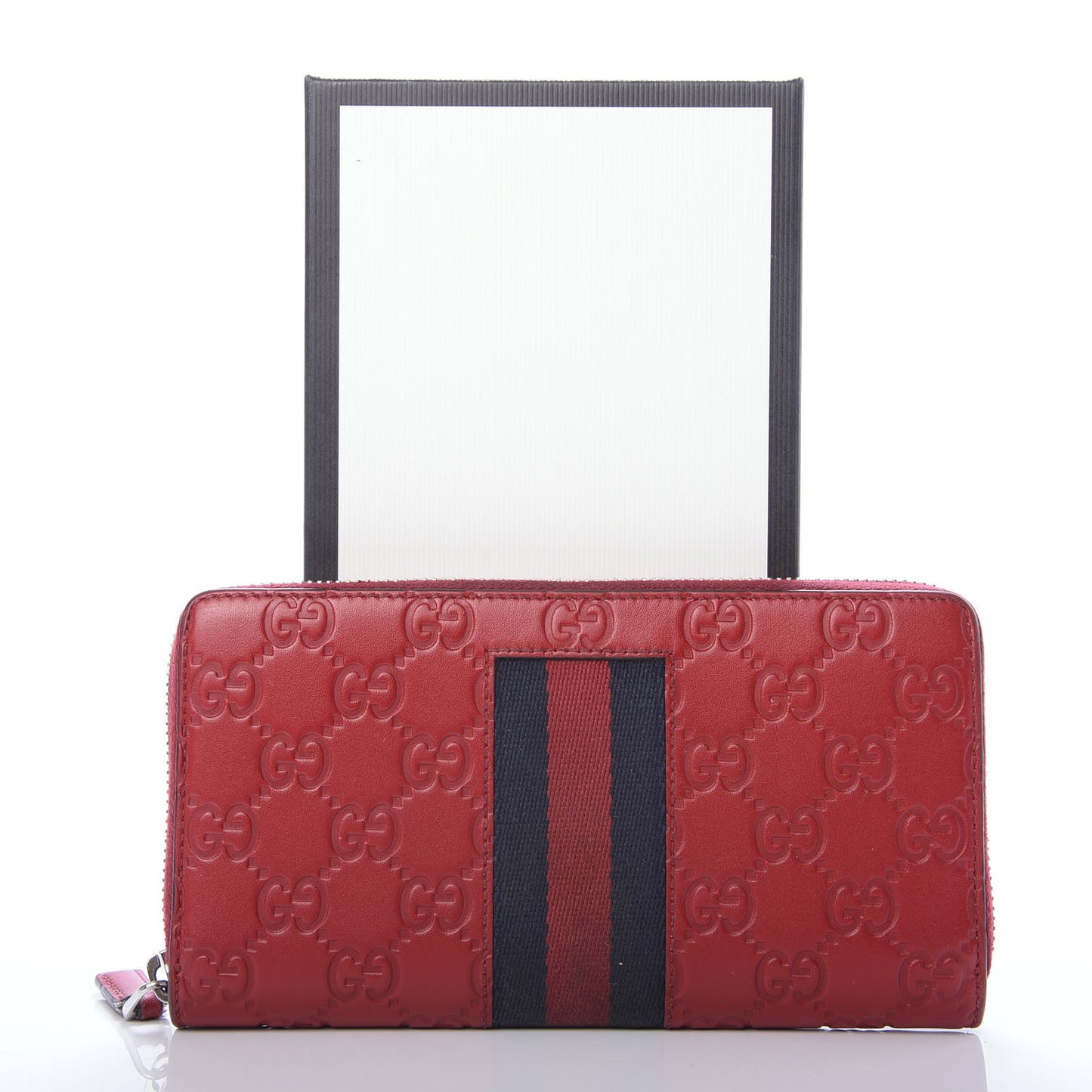 Guccissima Web Zip Around Wallet Red