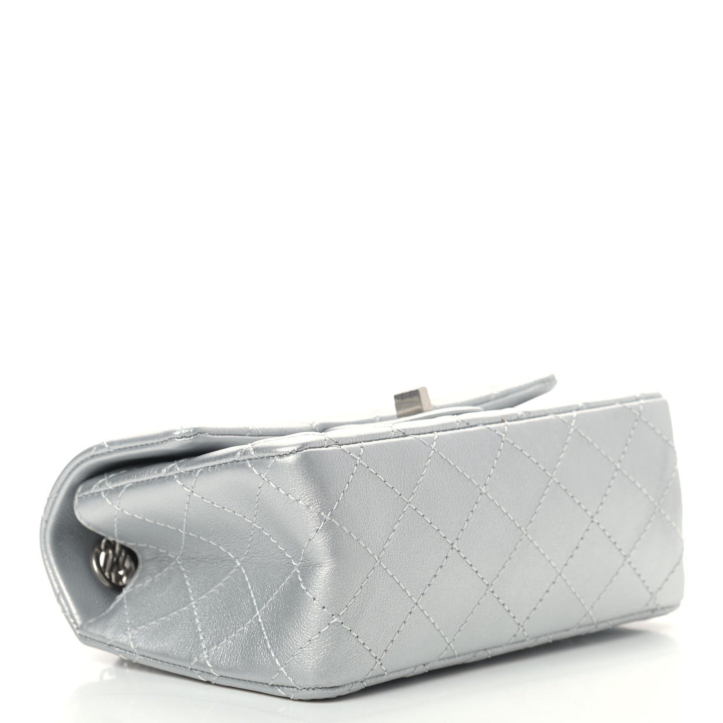 Metallic Grained Calfskin Quilted 2.55 Reissue Mini Flap Silver