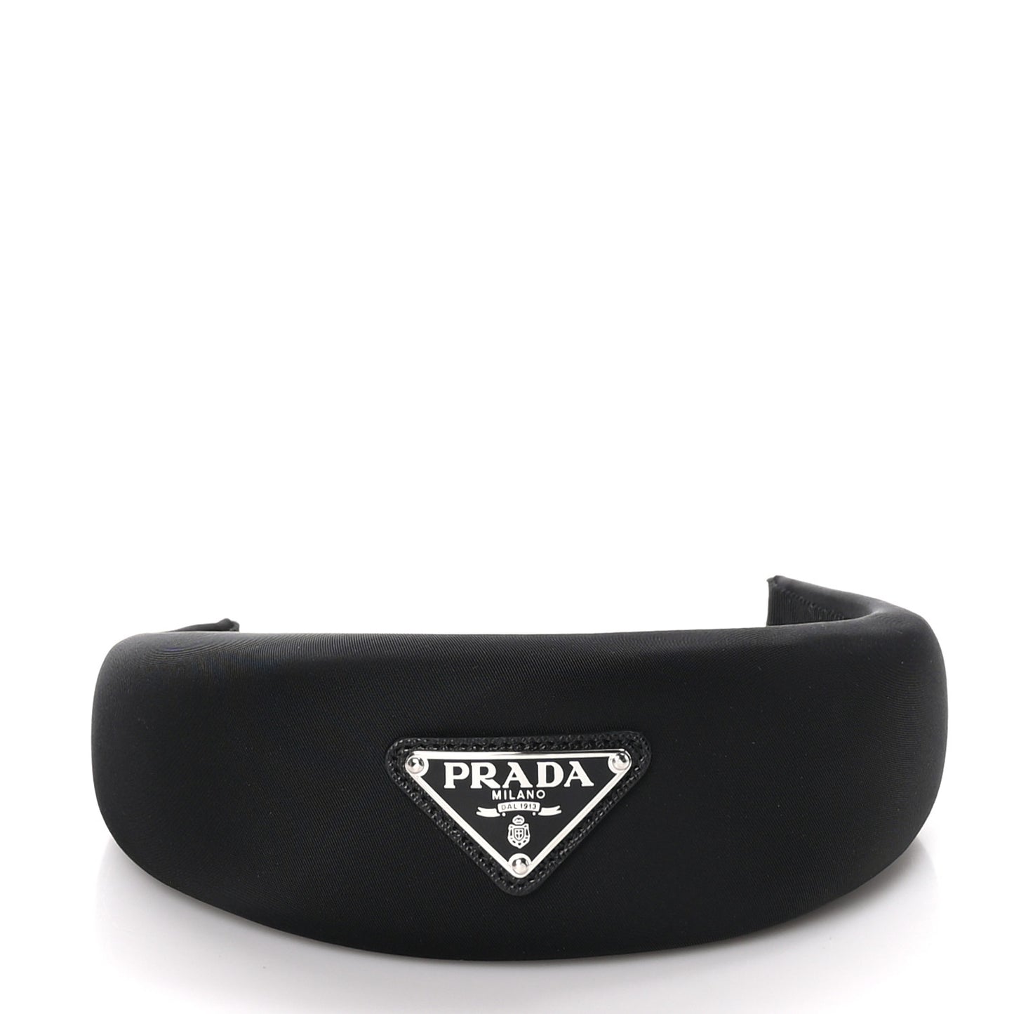 Re-Nylon Metal Triangle Logo Headband Black