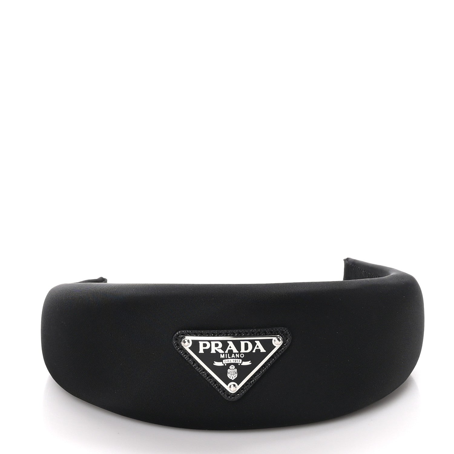 Prada Re-Nylon Metal Triangle Logo Headband Black 3 of 6