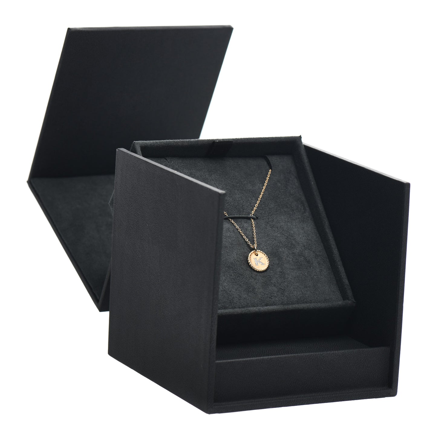 18K Yellow Gold Diamond Initial K Charm Pendant Necklace