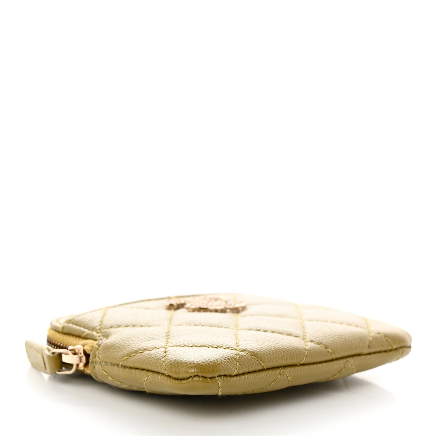 Caviar Metal Quilted Zip Card Holder Wallet Green