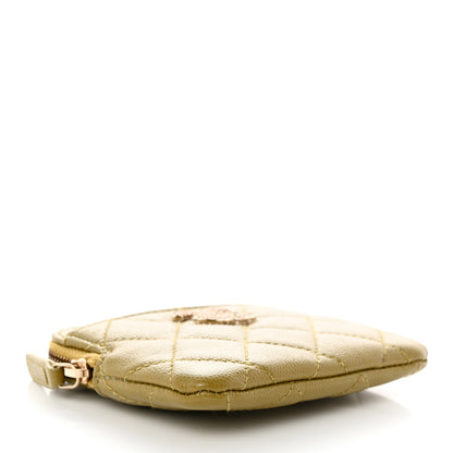 Chanel Caviar Metal Quilted Zip Card Holder Wallet Green 4 of 9