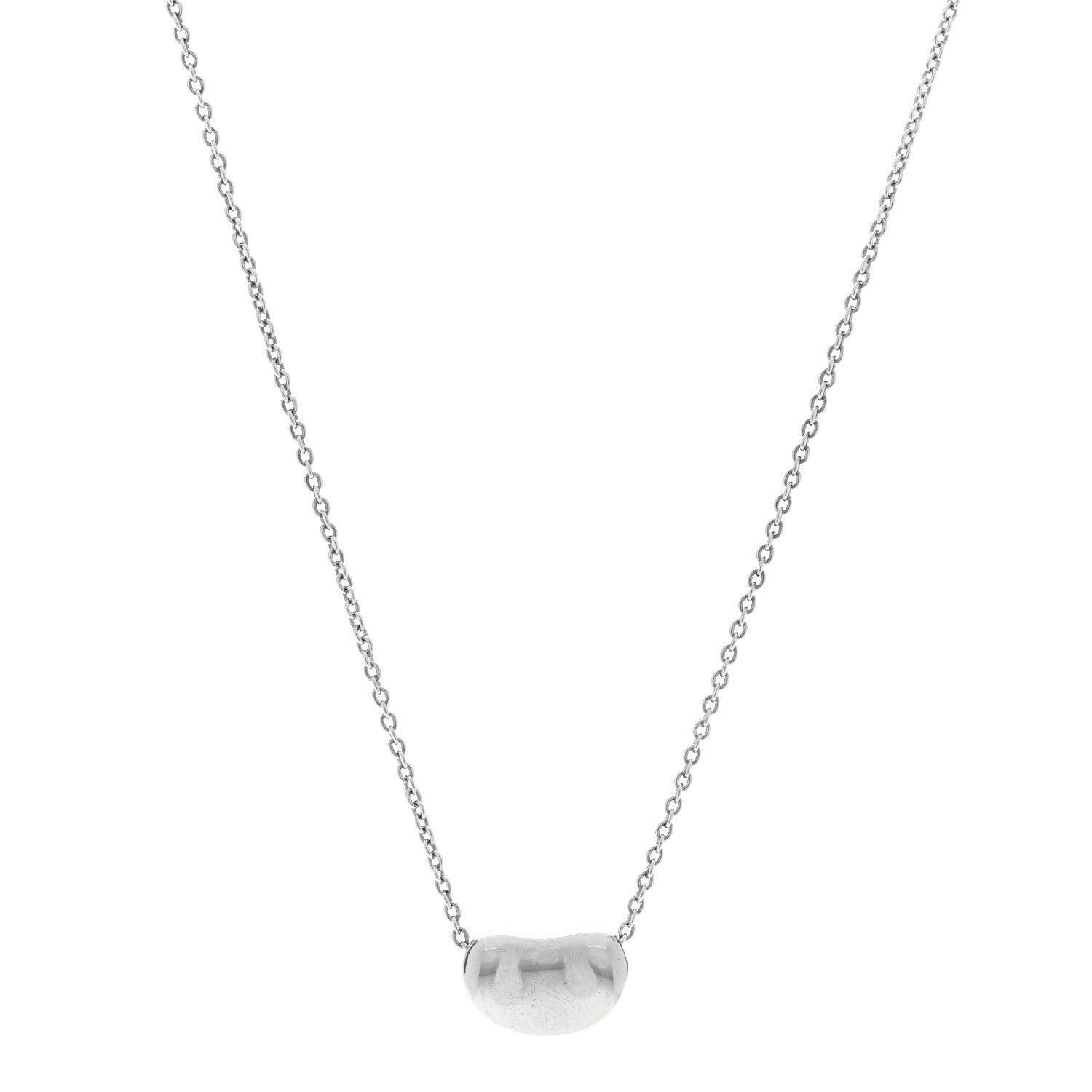 Tiffany Sterling Silver 11mm Elsa Peretti Bean Pendant Necklace 1 of 6