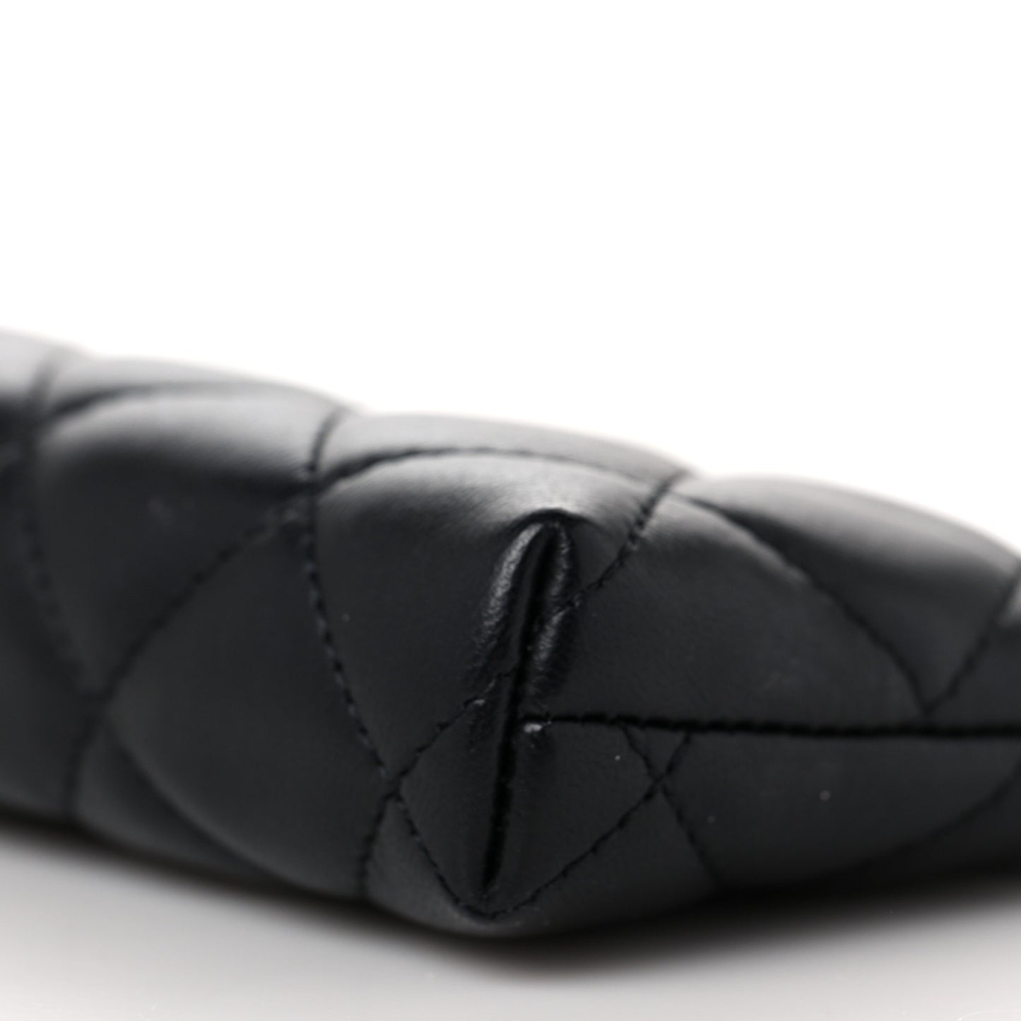 Lambskin Quilted Key Holder Case Black