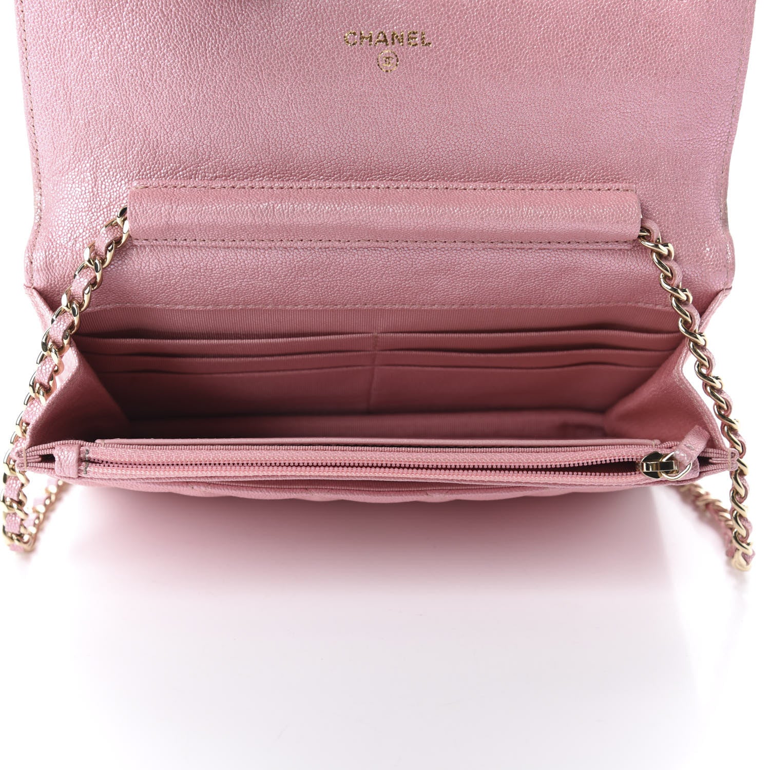 Chanel Iridescent Caviar Quilted Wallet on Chain WOC Rose Pink 5 of 12