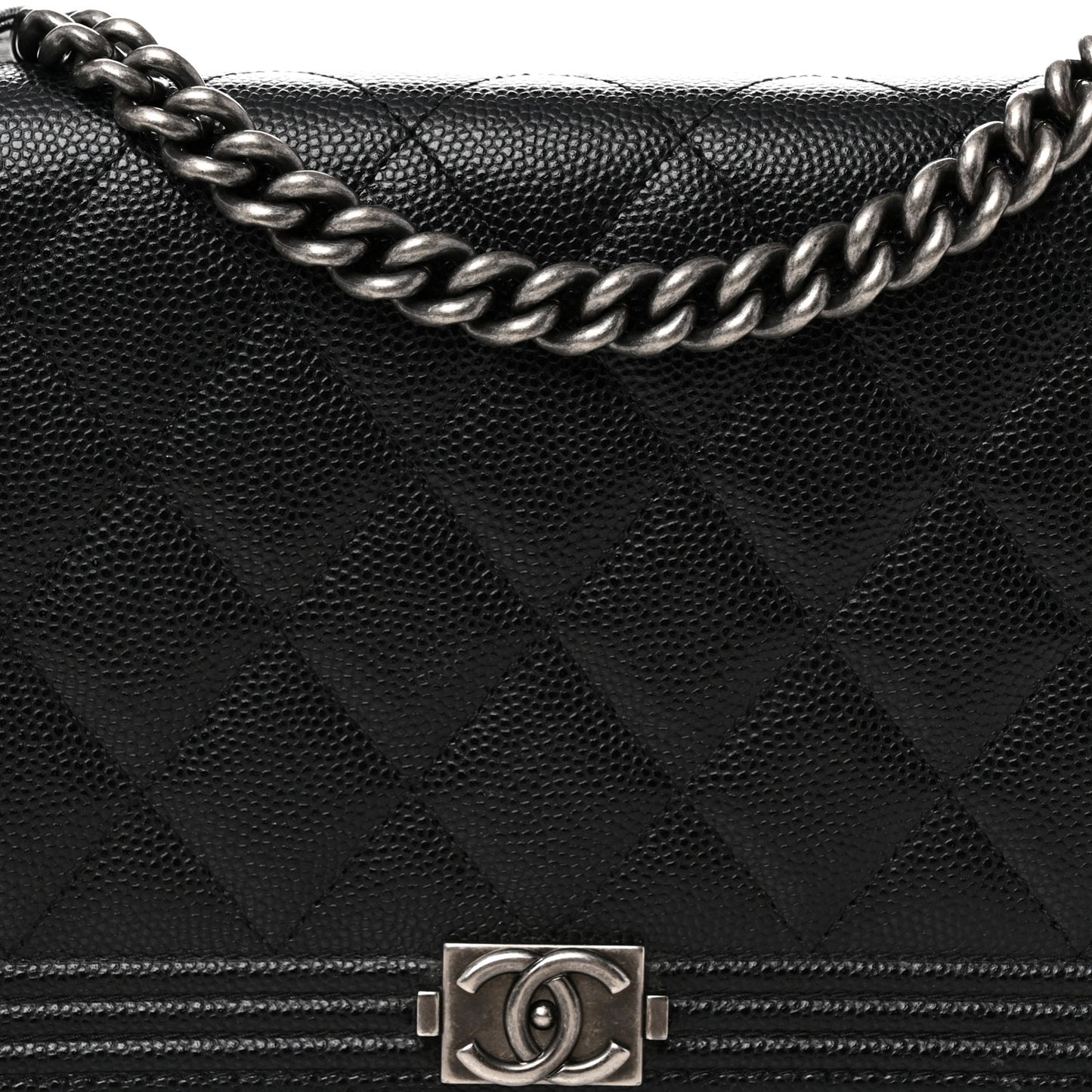 Caviar Quilted Boy Wallet On Chain WOC Black