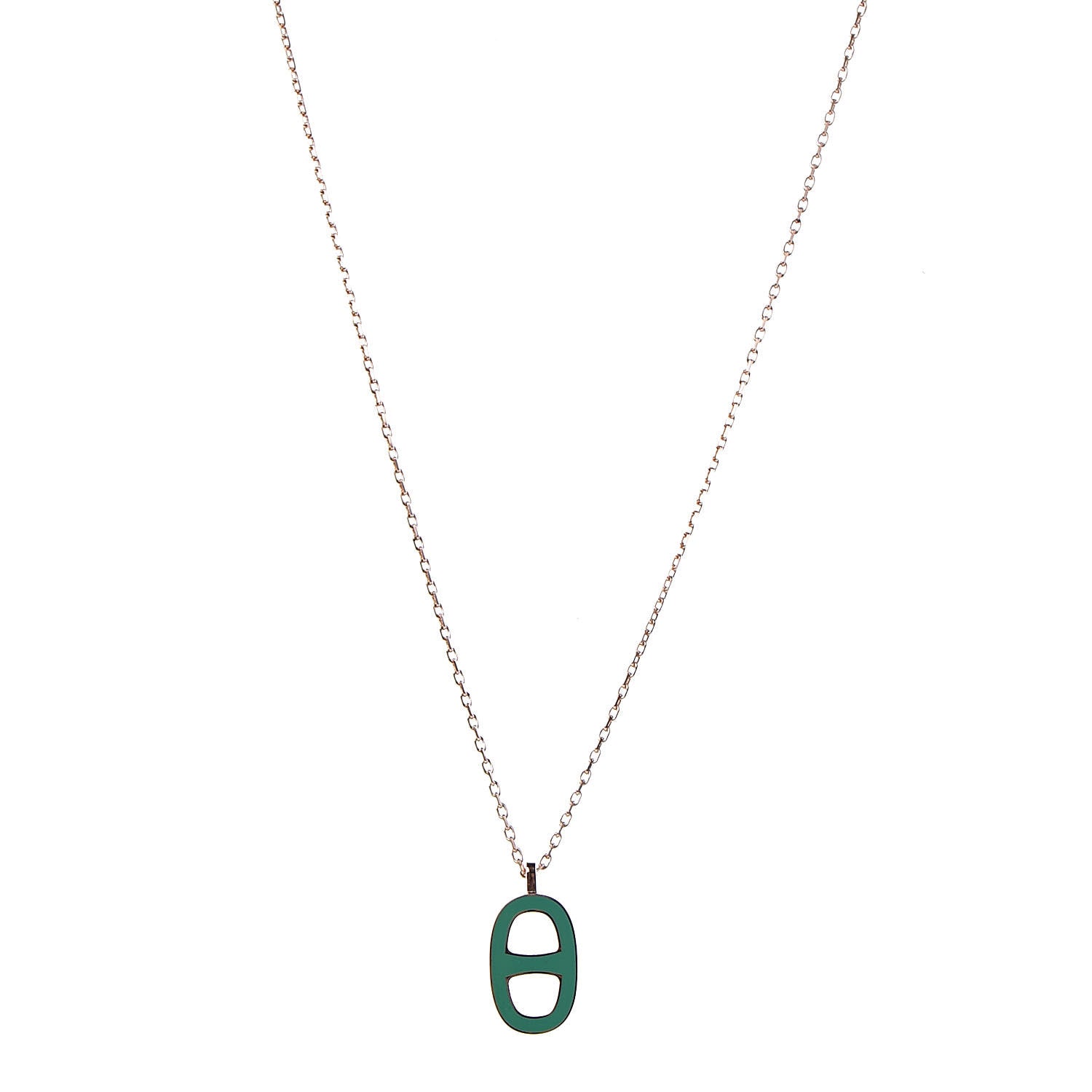Hermes Laquered Iliade Pendant Necklace Vert Malachite 1 of 7