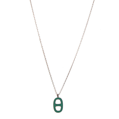 Hermes Laquered Iliade Pendant Necklace Vert Malachite 1 of 7