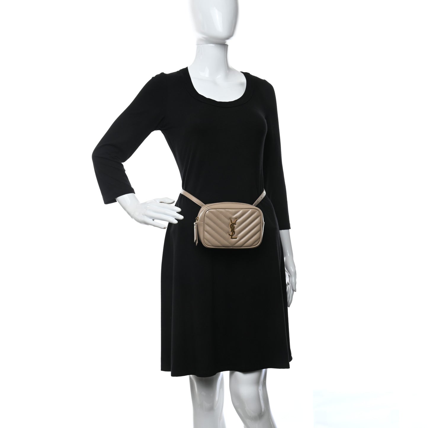 Calfskin Matelasse Monogram Lou Belt Bag Dark Beige