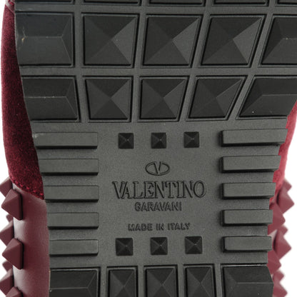 Valentino Garavani Calfskin Suede Rockstud Sneakers 37 Rubin 7 of 7