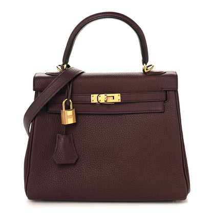 Hermes Togo Kelly Retourne 25 Bordeaux 1 of 11