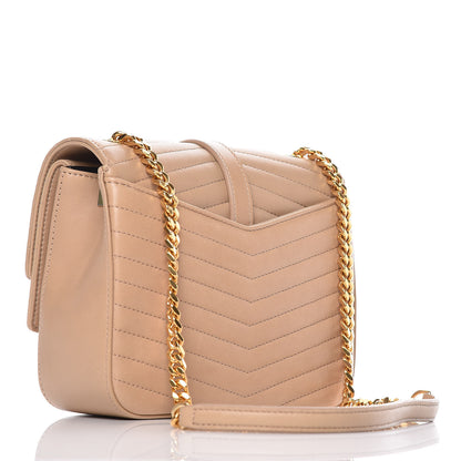 Saint Laurent Lambskin Matelasse Chevron Monogram Small Sulpice Bag Sable Beige 3 of 9
