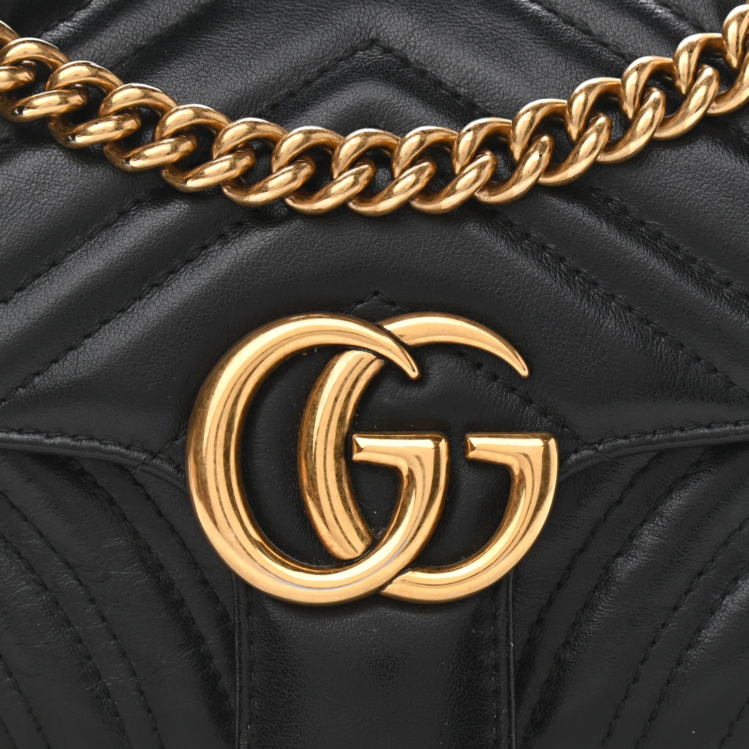 Gucci Calfskin Matelasse Mini GG Marmont Shoulder Bag Black 8 of 12