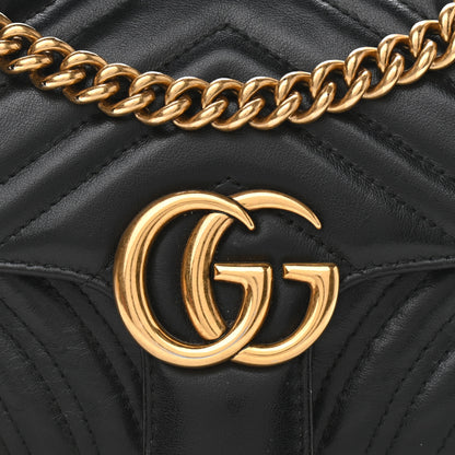 Gucci Calfskin Matelasse Mini GG Marmont Shoulder Bag Black 8 of 12