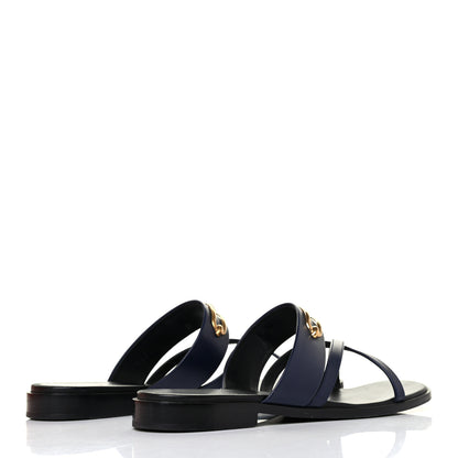 Hermes Calfskin Claire Sandals 39 Bleu Indigo 3 of 4