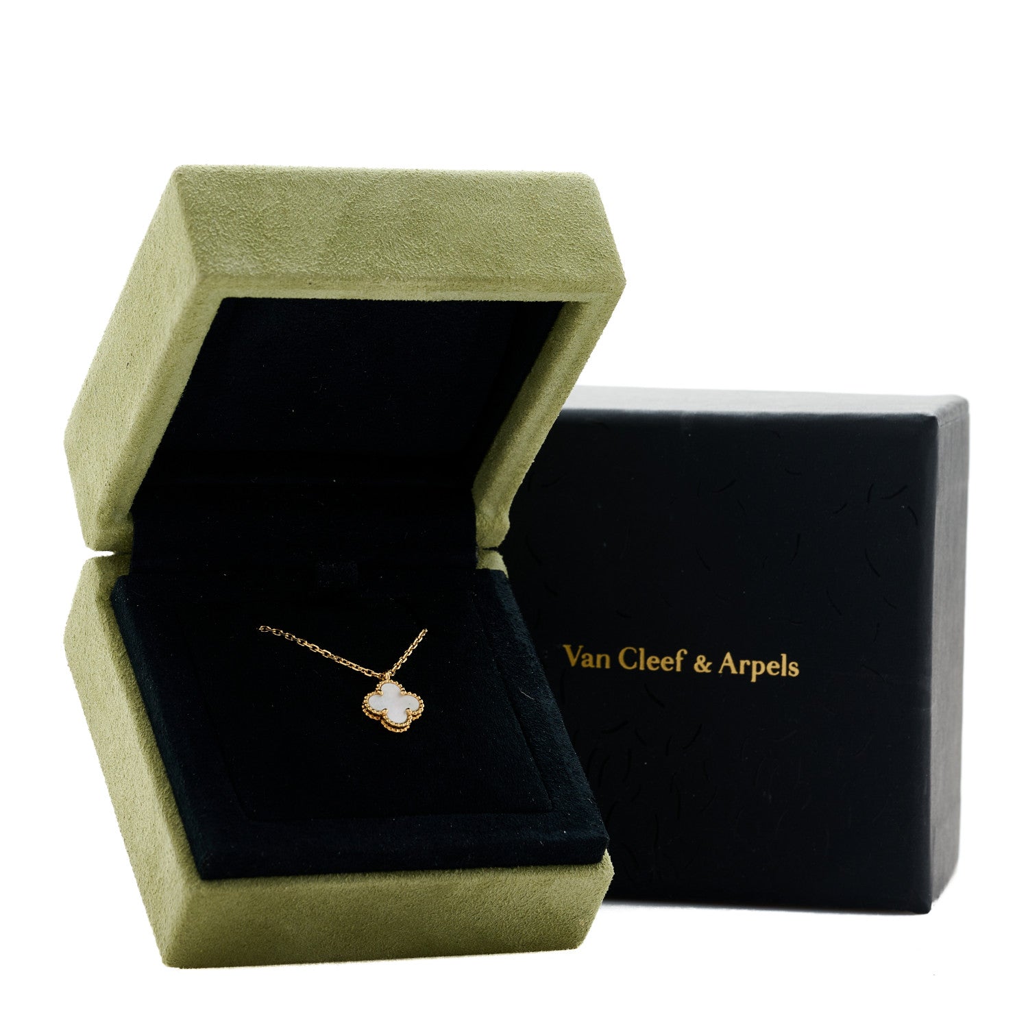 Van Cleef & Arpels 18K Yellow Gold Mother of Pearl Sweet Alhambra Pendant Necklace 5 of 5