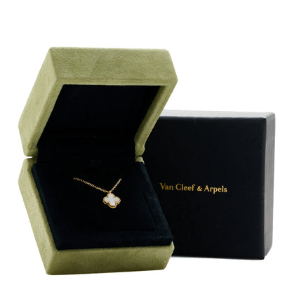 Van Cleef & Arpels 18K Yellow Gold Mother of Pearl Sweet Alhambra Pendant Necklace 5 of 5