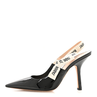 Christian Dior Patent Ribbon J'Adior Slingback 100mm Pumps 39 Black 1 of 8