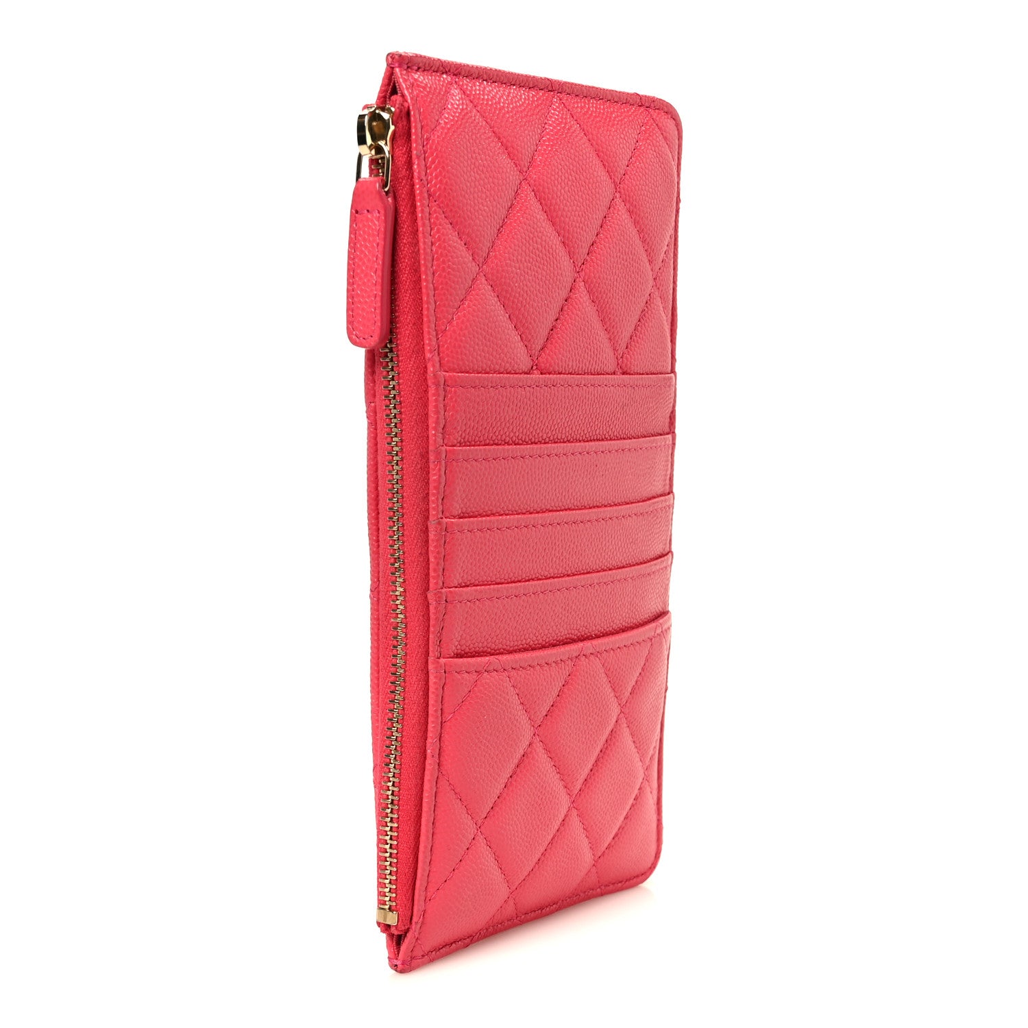 Chanel Caviar Quilted French New Wave Flat Wallet Pouch Pink 3 of 8