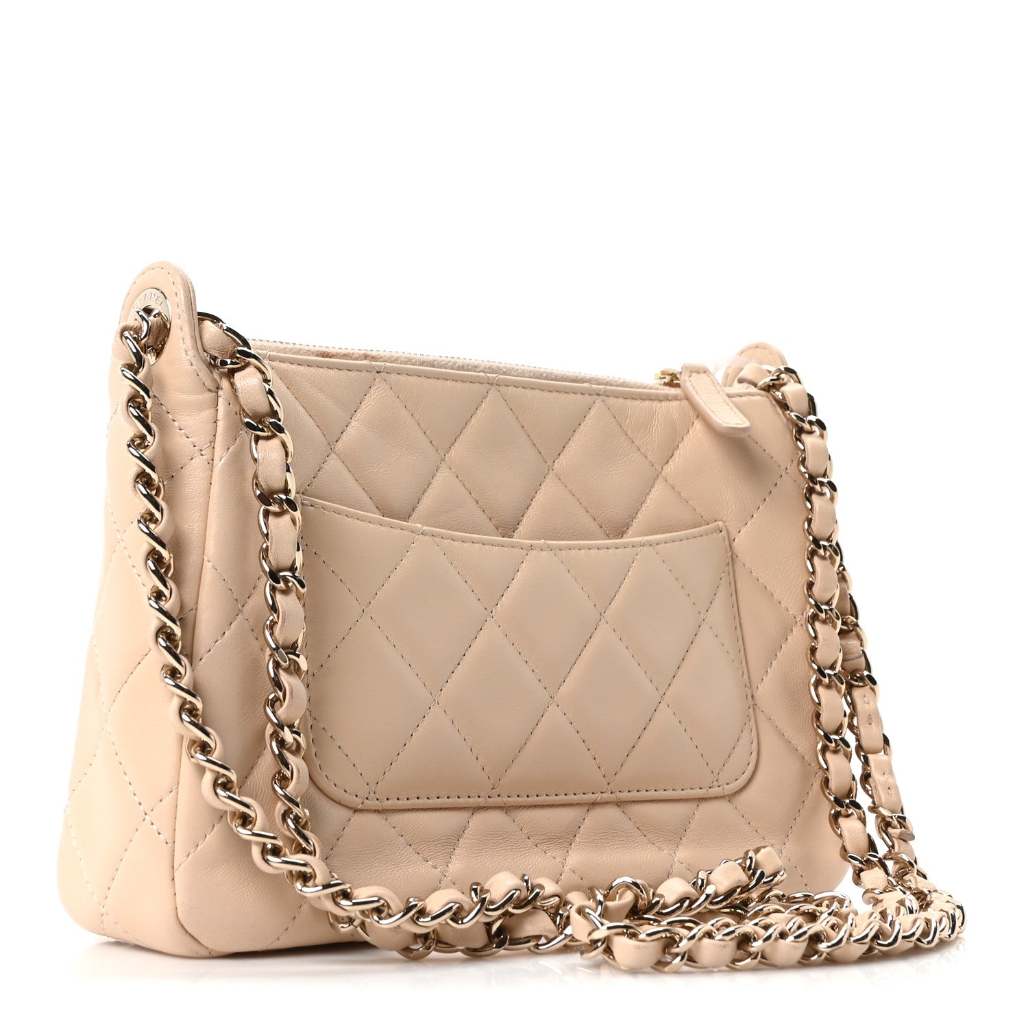 Chanel Shiny Crumpled Lambskin Quilted Small Preppy Pocket Clutch