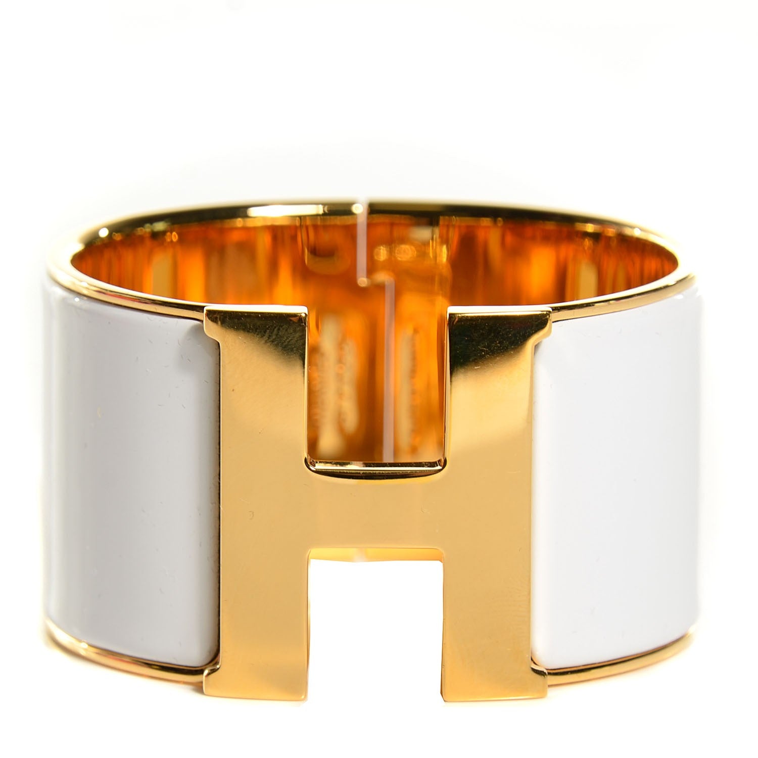 Hermes Enamel Extra Wide Clic Clac H Bracelet PM White 1 of 6