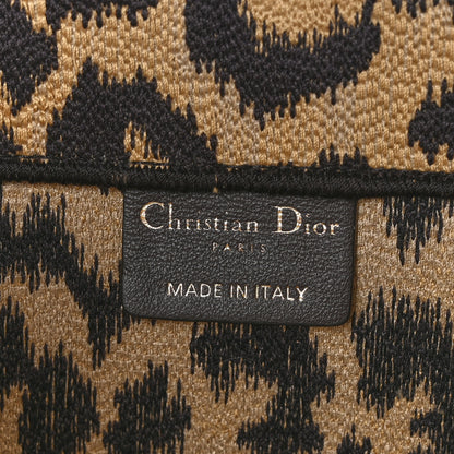 Christian Dior Canvas Mizza Embroidered Medium Leopard Book Tote Beige 6 of 10